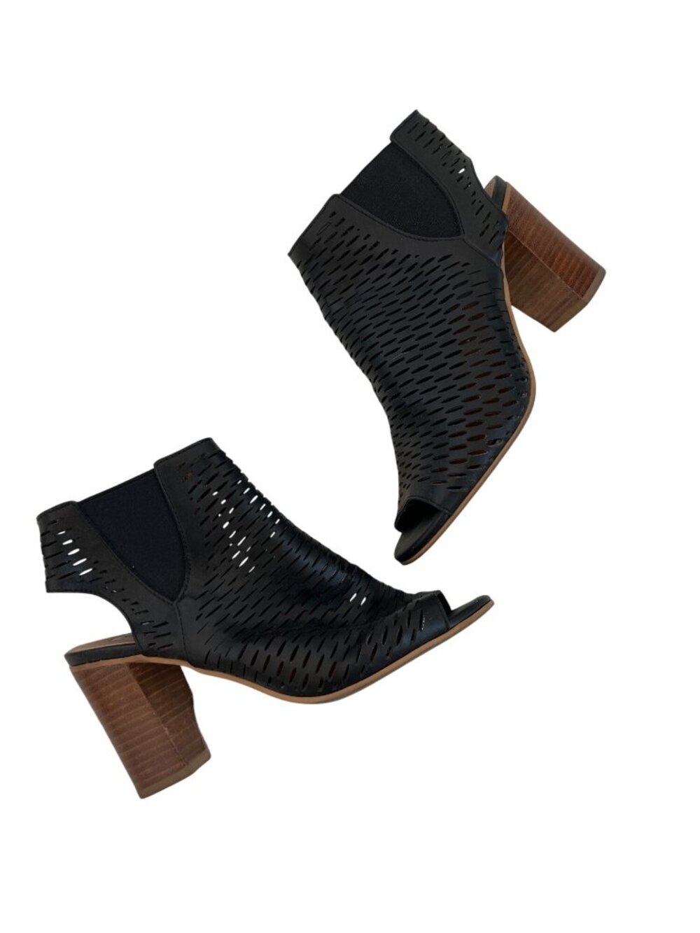 Steve Madden Black Perforated Peep-Toe Booties